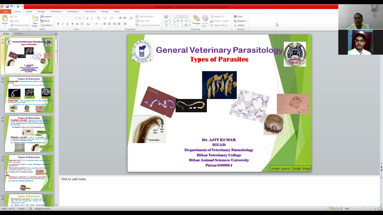 Types of Parasites by Dr. Ajit Kumar, Dept. of Parasitology, BVC, Patna