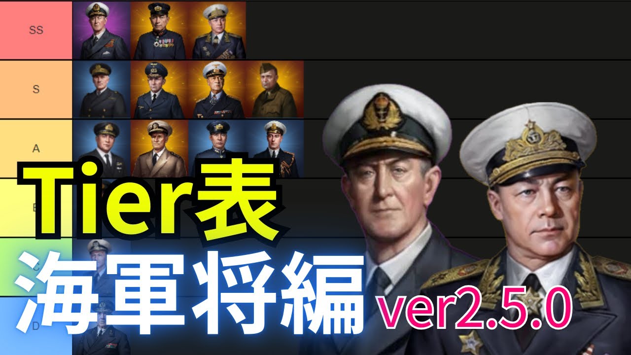 【世界の覇者４】Tier表解説　海軍将編ver2.5.