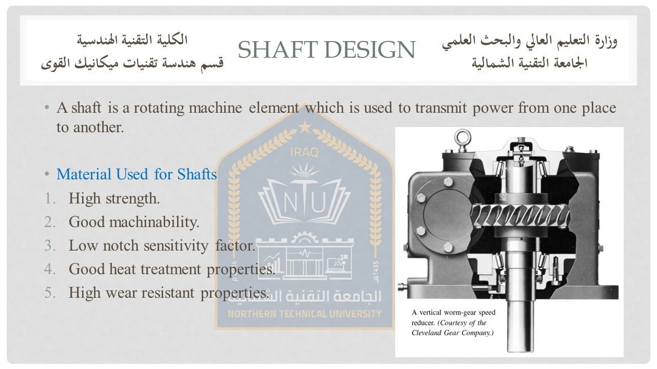 Lecture 11 - Shaft Design تصميم الشفت