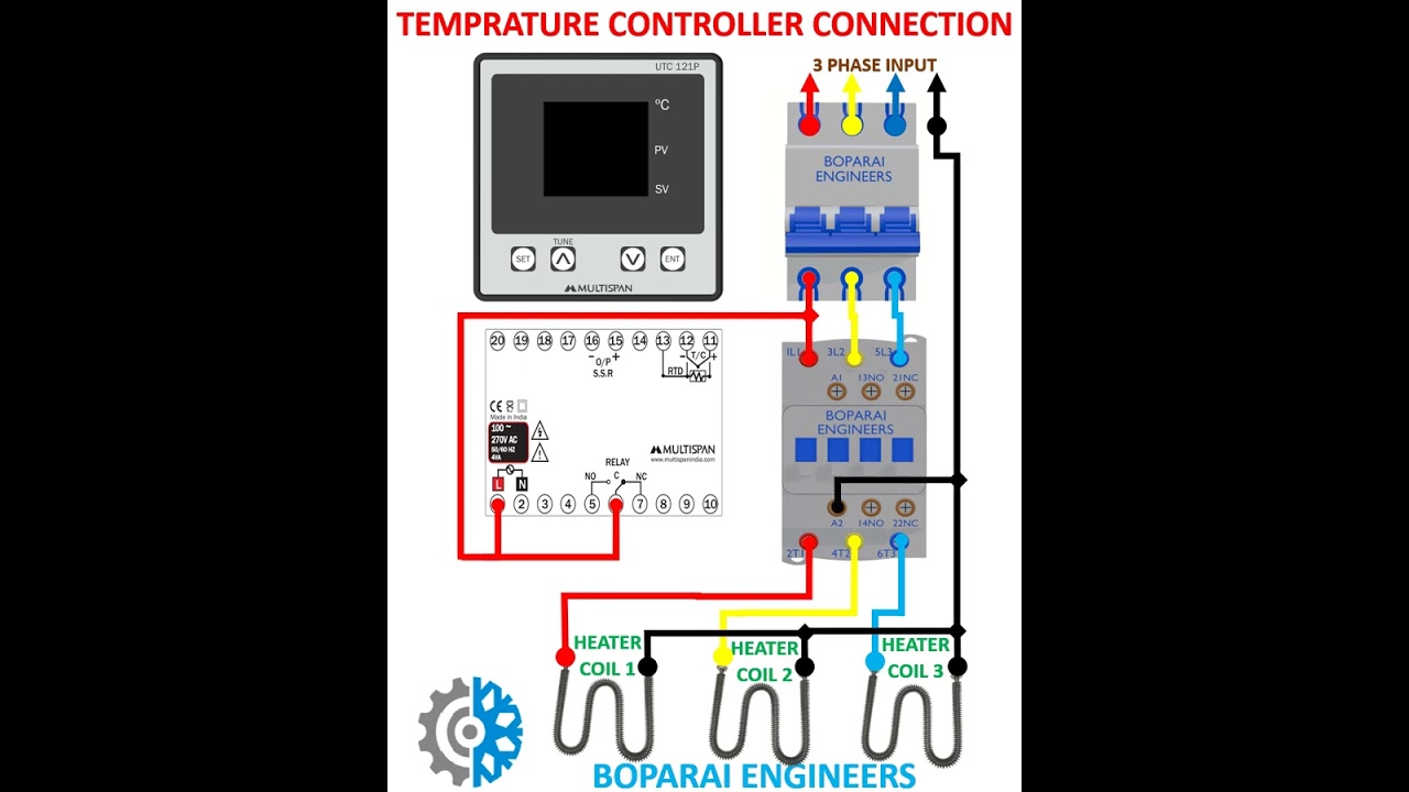 TEMPRATURE CONTROLLER CONNECTION #temperature #controller #pid #MCB #contactor #heater #engineering