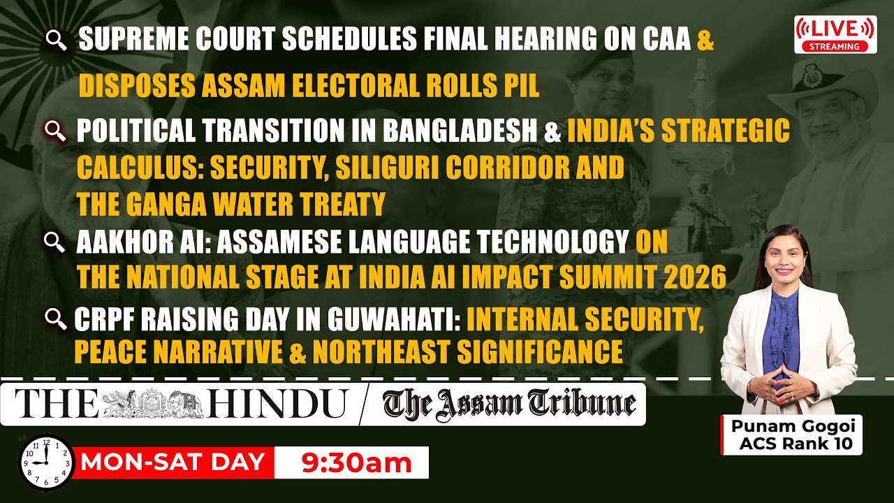 Current Affairs Live Class with Punam Gogoi (ACS Rank 10) |