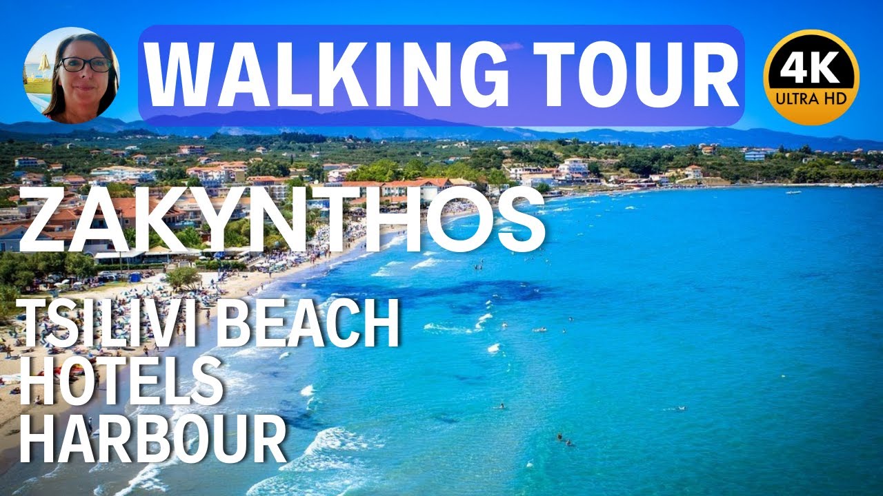 GREECE ZAKYNTHOS Walking Tour: Tsilivi Beach, Hotels, Harbour