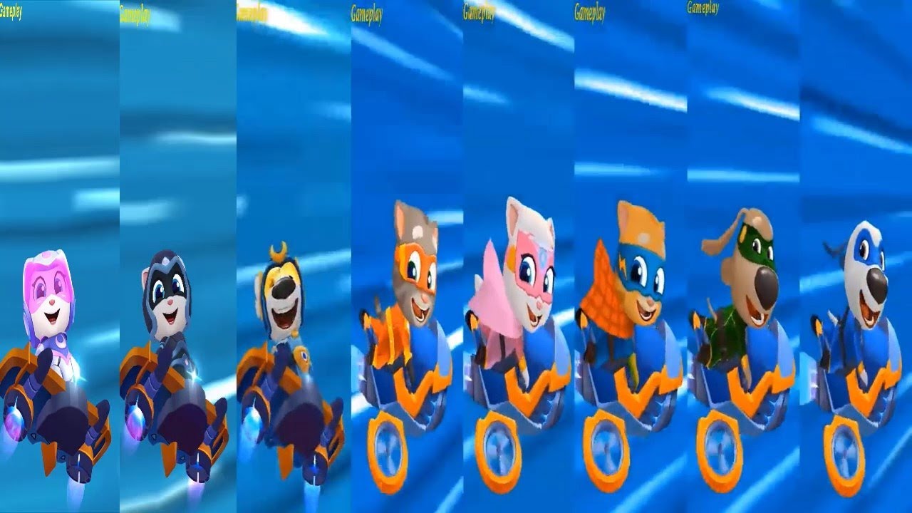 Talking Tom Hero Dash Chinese Version Ride the jet Bike MOONLIGHT ANGELA HANK Angela TOM GINGER  BEN