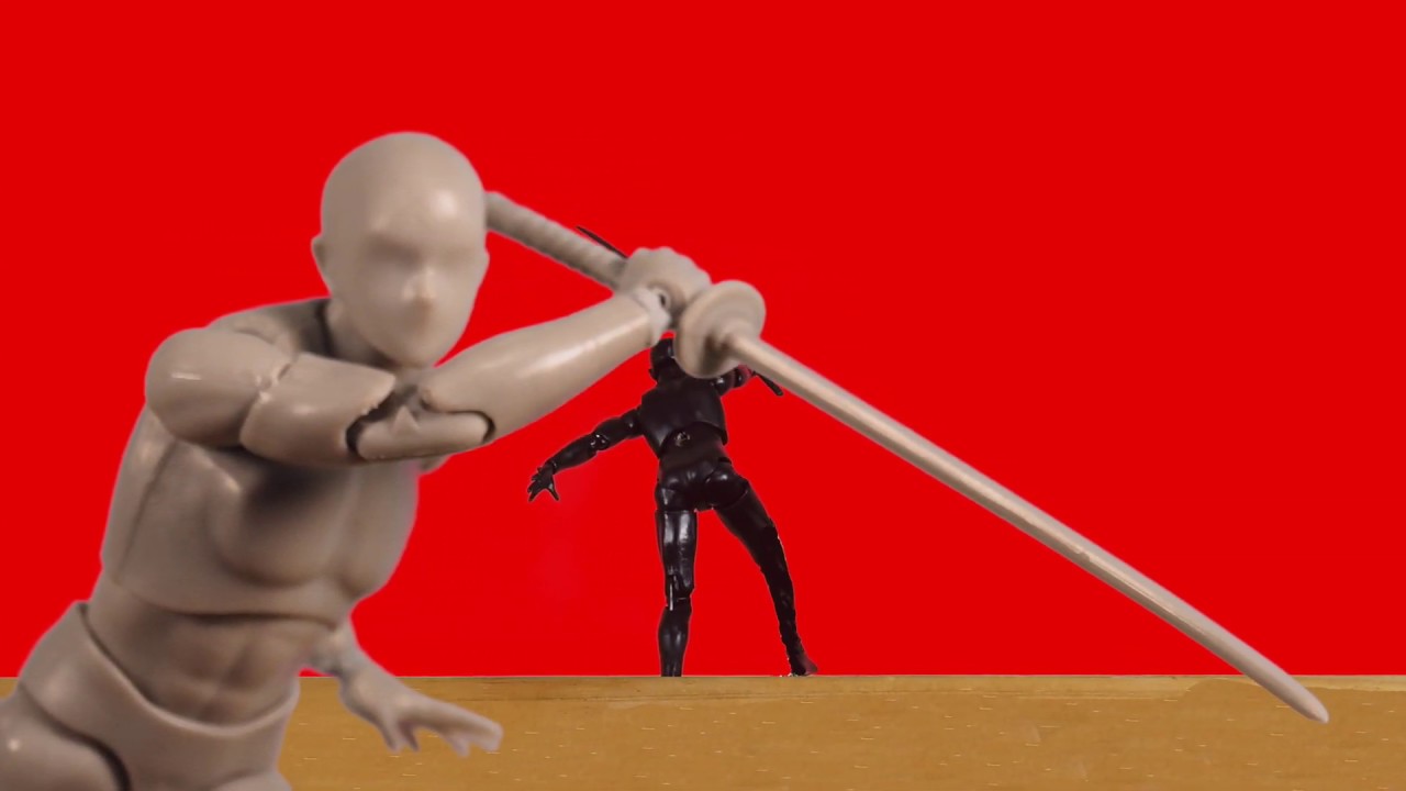 Body Kun (Gray) vs Body Kun (Black) - Ninja Battle stopmotion ボディくん  グレー vs ブラック ニンジャ対決