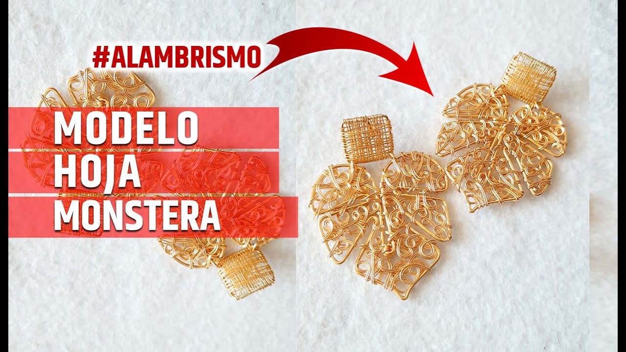 COMO HACER Hoja Monstera CON ALAMBRE / ARETES O COLGANTE (BISUTERIA CON ALAMBRE) NIVEL AVANZADO #DIY