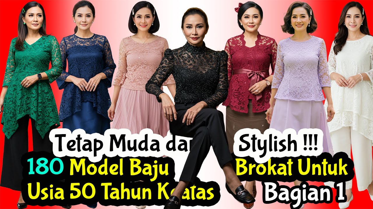 180 Model Baju Brokat Untuk Usia 50 Tahun Keatas | Fashion Dress Brokat Kebaya Untuk Orang Tua Bag 1