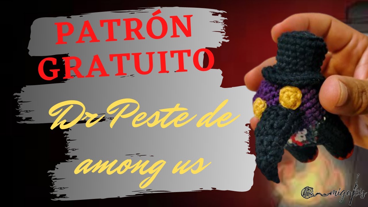 Tejiendo con amigukis tripulante de among us con traje del Dr. peste negra