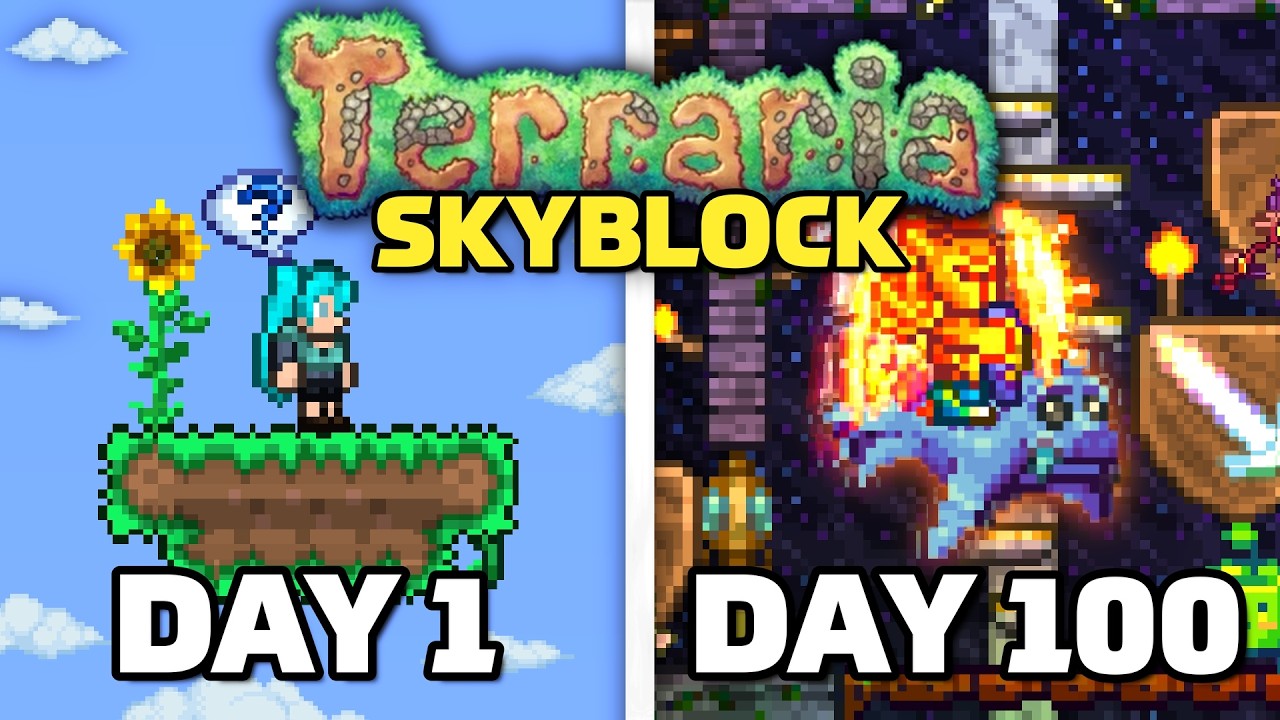 I Spent 100 Days in Terraria Skyblock&hellip;