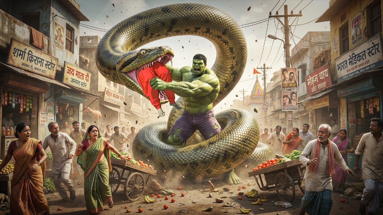 अजगर सांप नें लड़की को निगल लिया फिर hulk नें बचाया #story #hulk 