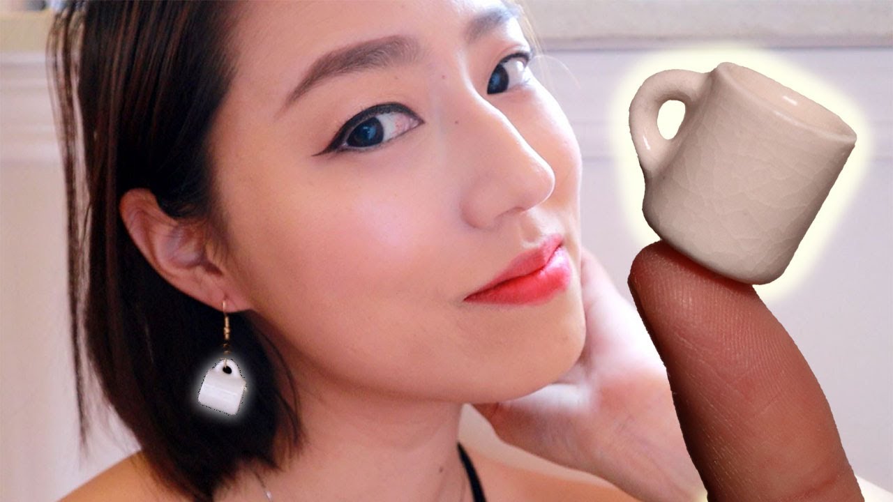 Making TINY CUTE CLAY coffee cup earrings from SCRATCH! [RELAXING]