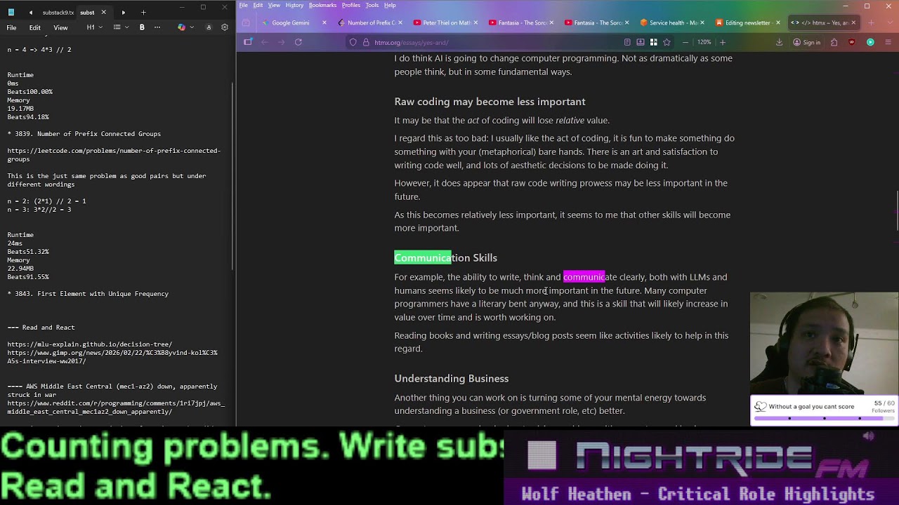 Study stream 46 #studywithme #leetcode #programming #systemdesign #ai #substack