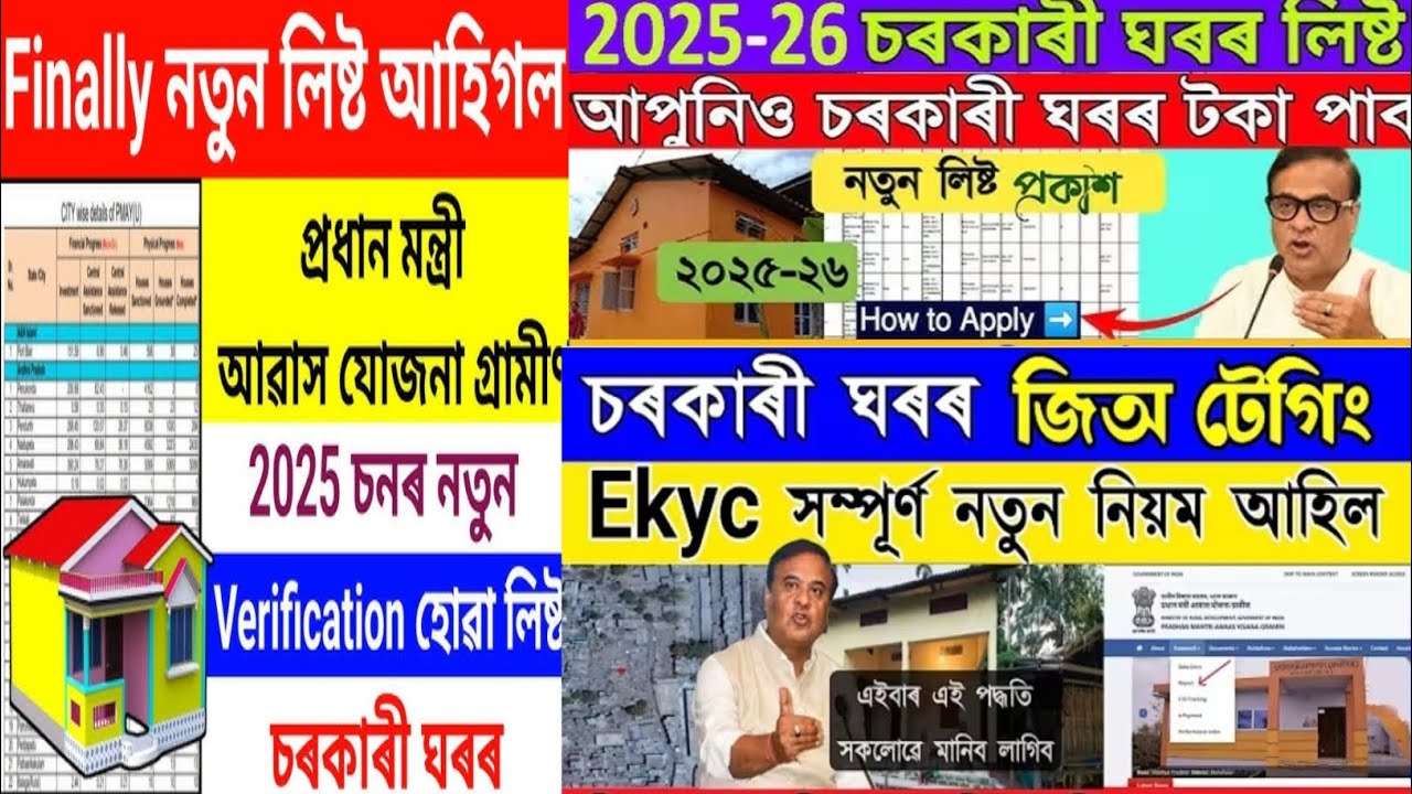 প্ৰধান মন্ত্ৰী আৱাস যোজনা নতুনকৈ জিঅ টেগিং list out