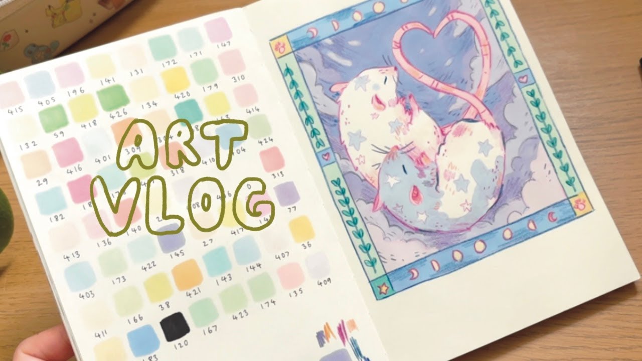 filling a sketchbook spread & trying new Arrtx markers! 🌱