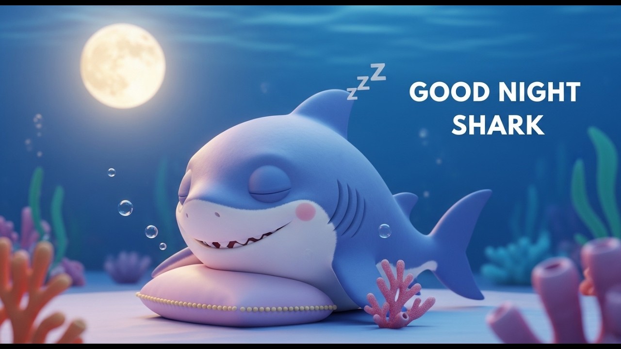 Good Night Shark 🦈🌙 | Calm Bedtime Lullaby for Kids | Sleepy Ocean Night Song