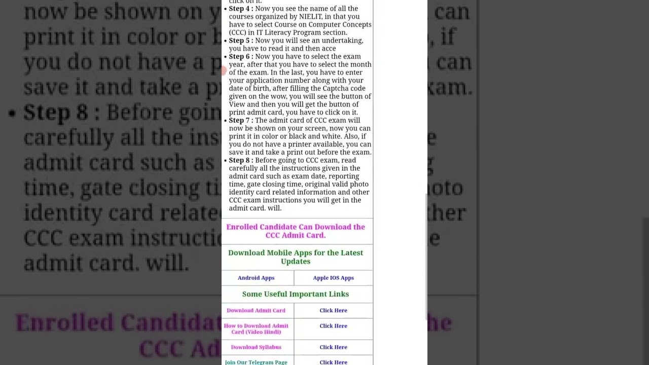 Student NIELIT CCC Admit Card May 2022 Exam