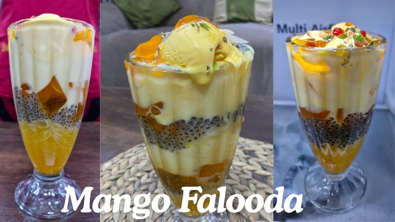   “ऐसा मैंगो फालूदा घर पर बनाओ… दुकान भूल जाओगे! 🥭”  Mango Falooda Recipe /Homemade falooda sev 