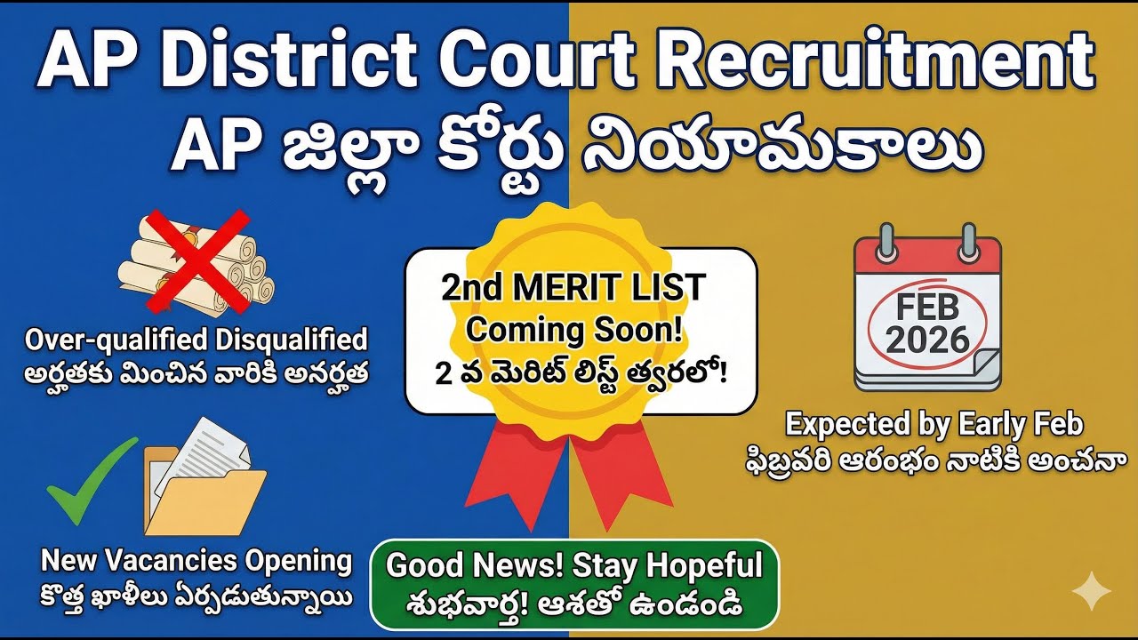 AP జిల్లా కోర్టు ఉద్యోగాలు, AP District Court Job Updates and Second Merit List Timeline.