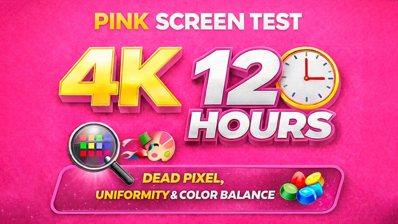 Pink Screen Test 4K – 12 Hours | Dead Pixel, Uniformity & Color Balance Test