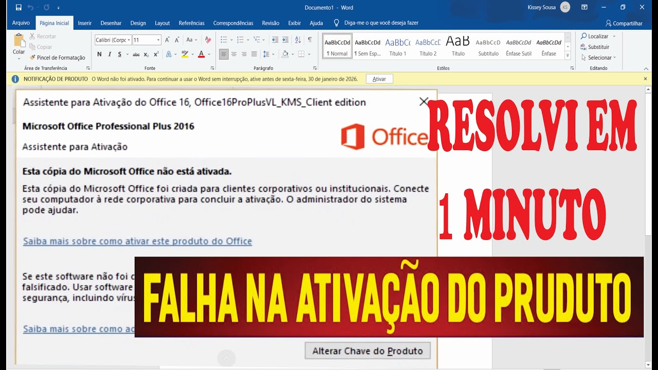 Falha na Ativação do Produto Microsoft Office, Word, Excel, Powerpoint,VEJA COMO ATIVAR