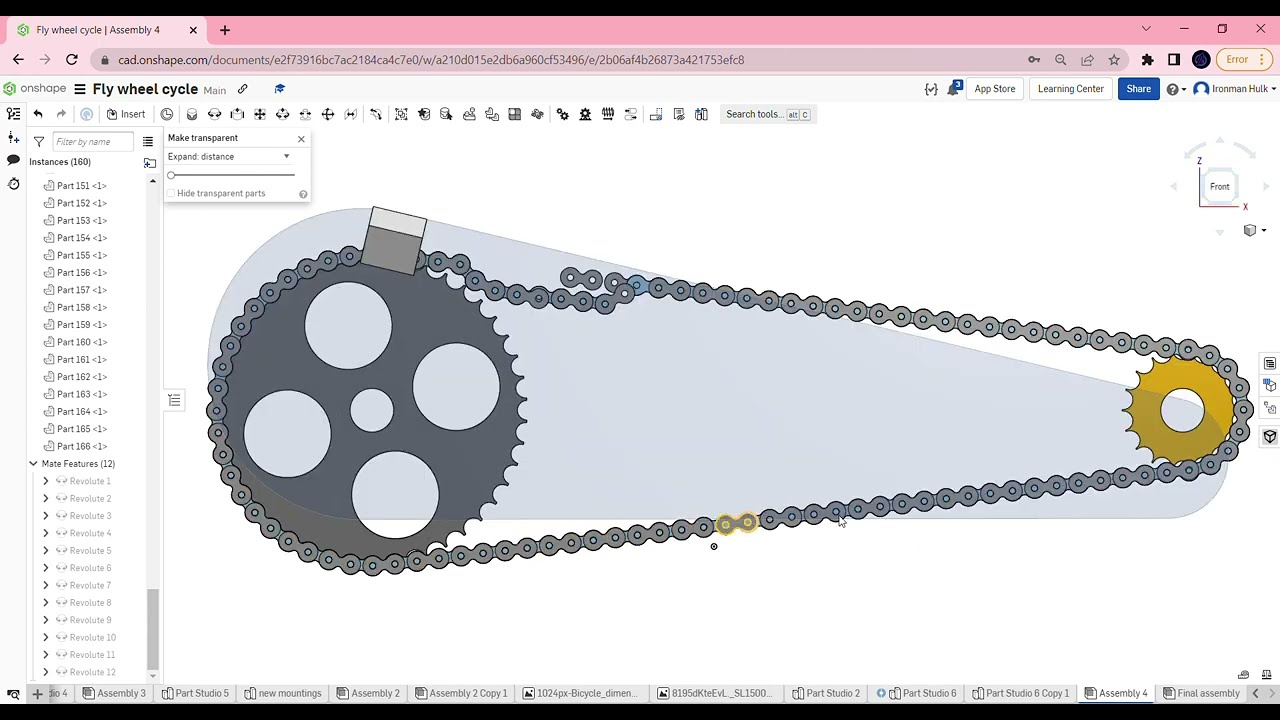 Chain transmission (failed) Onshape. #onshape #failedmates #caddesigning