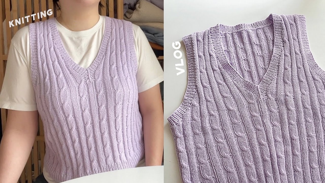 🍇색+디자인 모두 봄 그 잡채..🍃쿠키더니터님의 봄날 베스트 뜨개 브이로그/Cookie the Knitter_Bomnal Vest/미미콘사 슈퍼라이트코튼