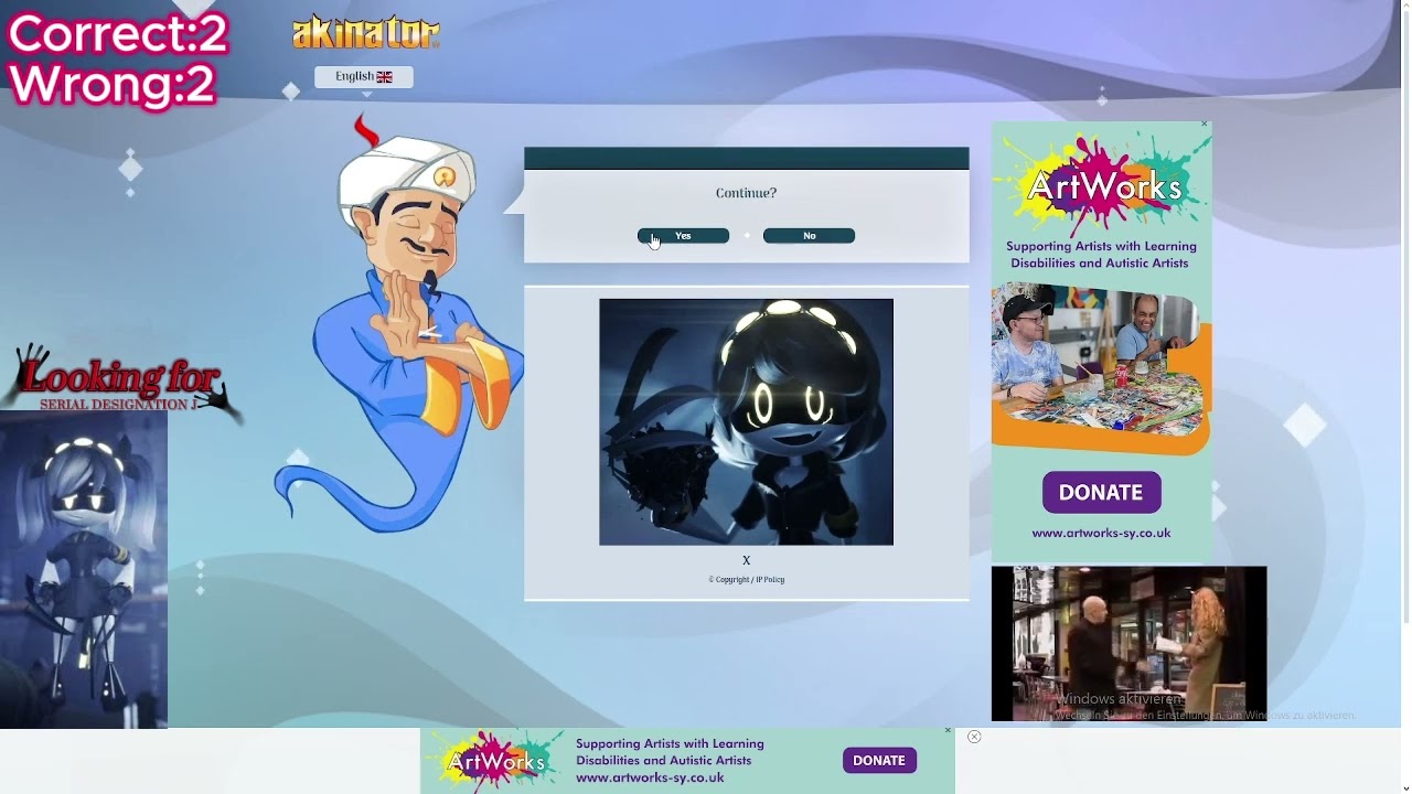 Akinator guesses murder drones charaters