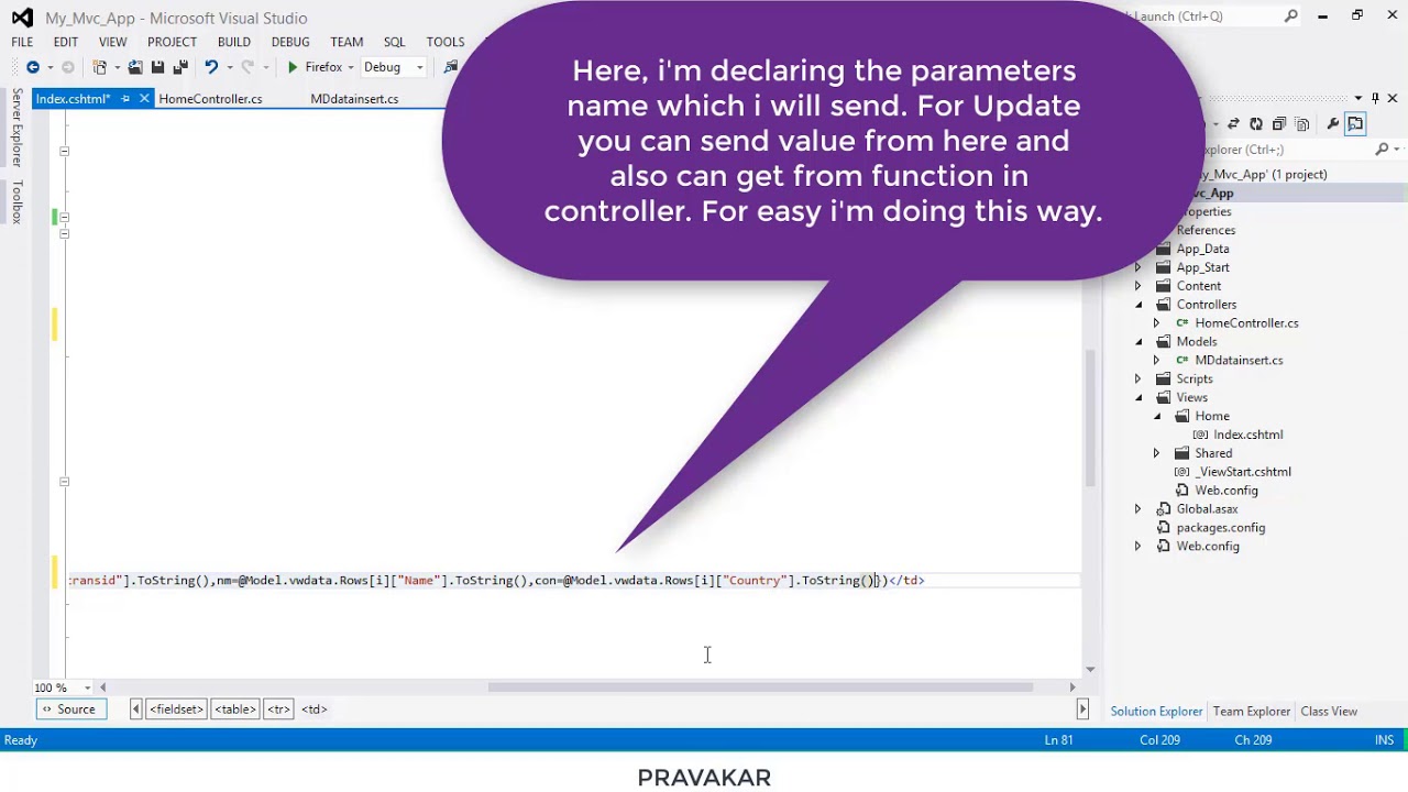 How to update data from gridview in asp.net mvc application. Part-1