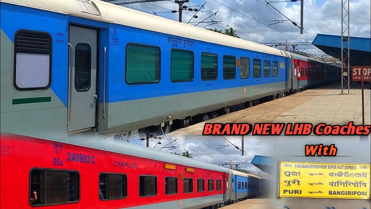 BRAND NEW Shiny LHB Coaches with Bangriposi ~ Puri Intercity sf Express || Lead by BRAND New BNDM P7
