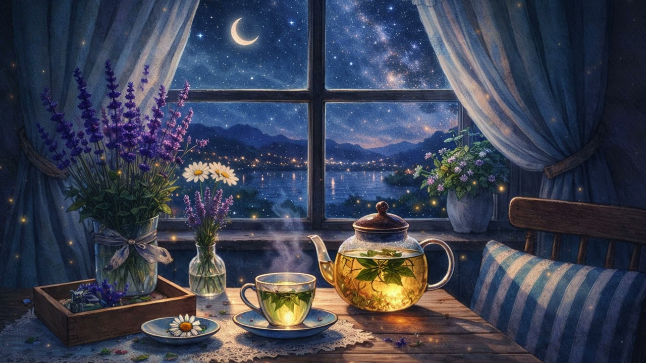 星空とハーブティーの夜