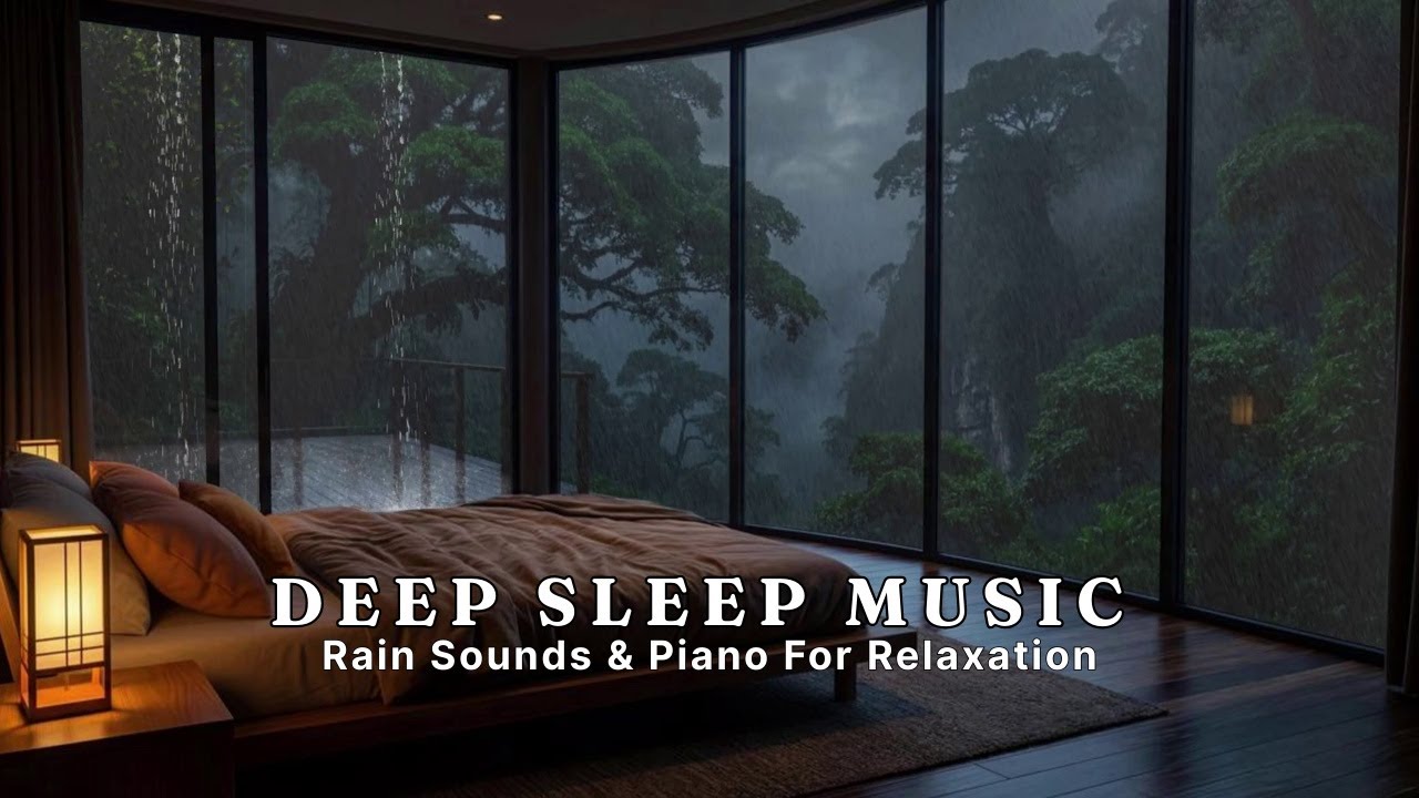 10 Hours Rain Sounds & Relaxing Piano Music in the Cozy Bedroom | Reduce Stress, Deep Sleep, Healing