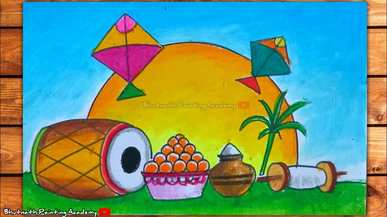 happy makar sankranti drawing