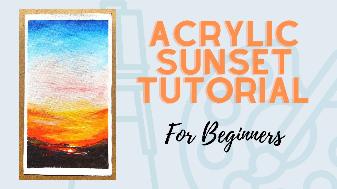 How to Paint Simple Acrylic Sunset| Step-by-step Beginner Acrylic Tutorial|