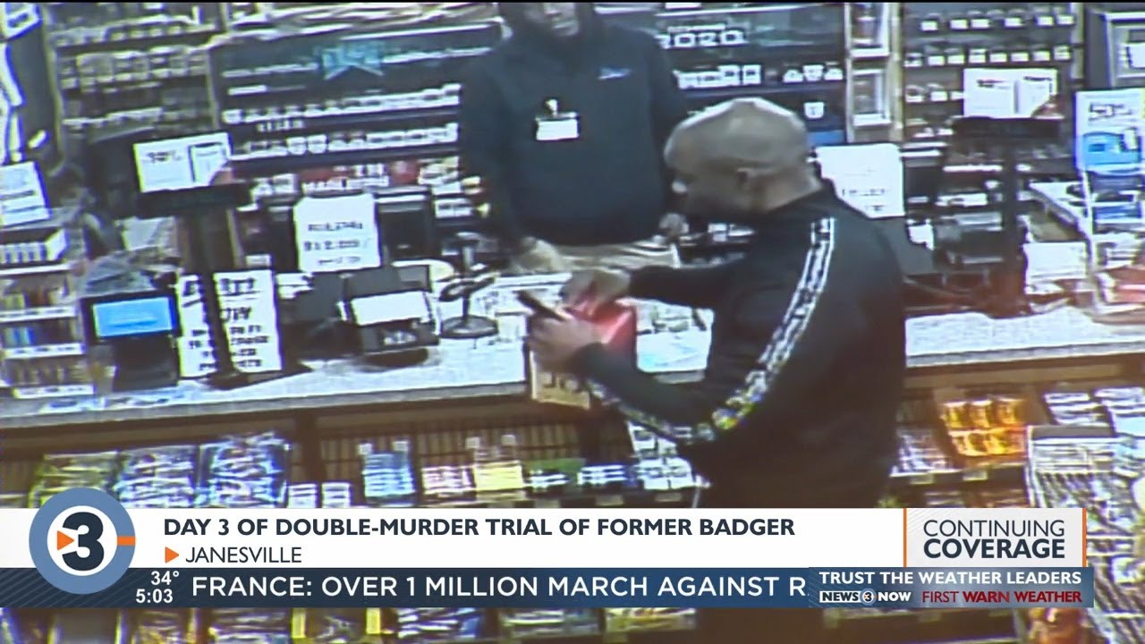 Third day of double murder trial of former Badgers wide receiver sees surveillance footage evidence