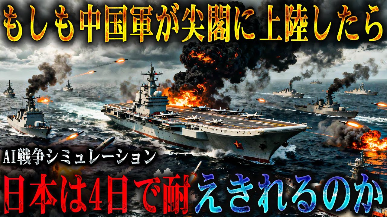 【尖閣4日間危機】もしも中国軍が尖閣諸島に電撃上陸し米軍が動かなかったら、自衛隊は単独で何日耐え、日本は何を守り何を失うのか？【AIシミュレーション】