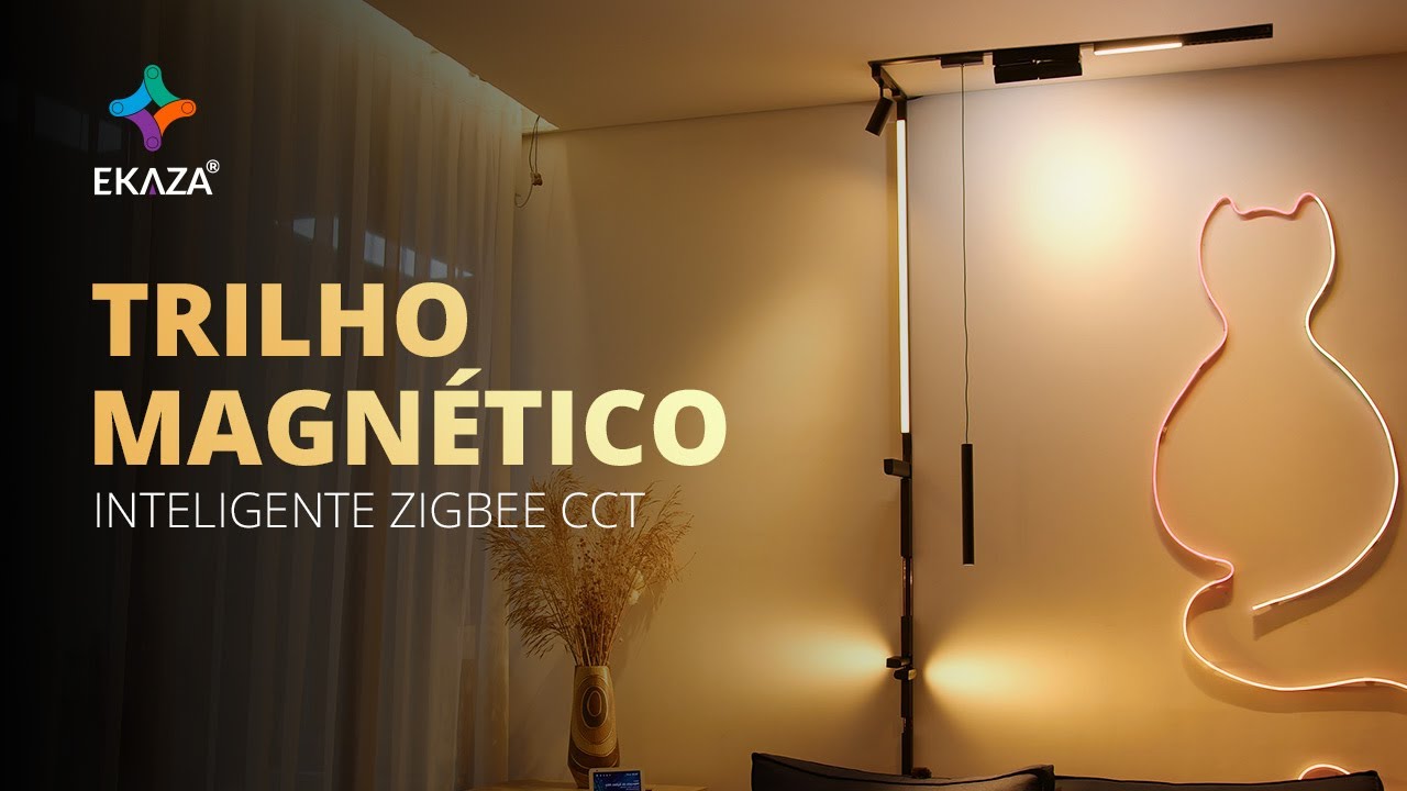 Trilho magnético com luminárias CCT inteligentes - Controle por aplicativo Ekaza e outras funções.
