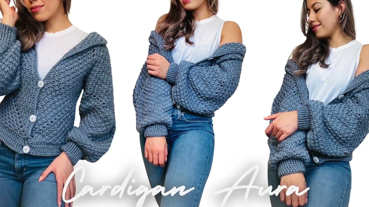 Teje CARDIGAN/SUETER TEJIDO A CROCHET  Tutorial  PASO A PASO - Cardigan Aura- Brenny's Crochet