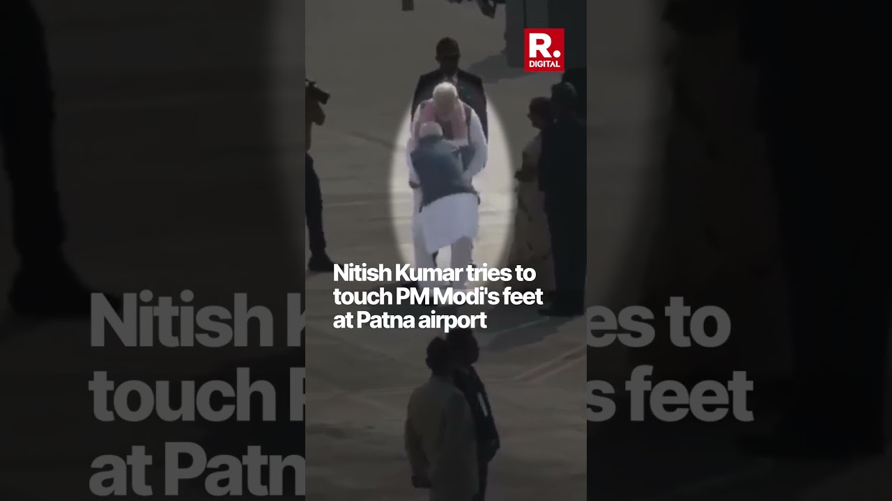 Nitish Kumar Tries to Touch PM Modi's Feet at Patna Airport