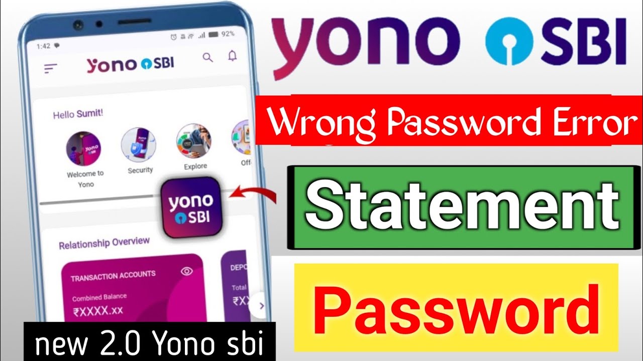 Yono sbi 2.0 | sbi statement password not working | sbi bank ke statement ka password ky hota hai |