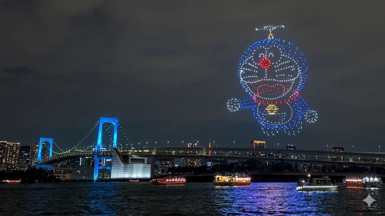 [4K] (1,000 Drones!) Japan’s First Doraemon Drone Show in Tokyo #japan #doraemo #drone #tokyo