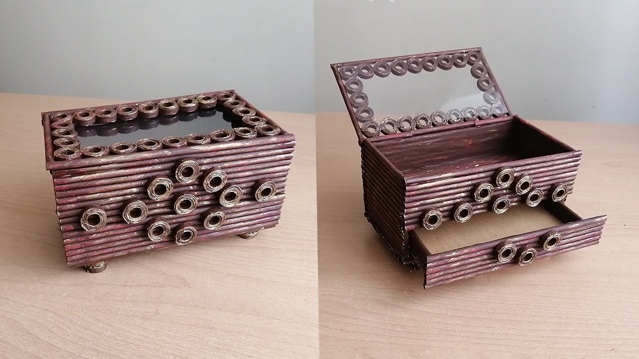 ATIK KAĞITTAN GİZLİ ÇEKMECELİ SANDIK  Yapımı / DIY Treasure Chest with Paper