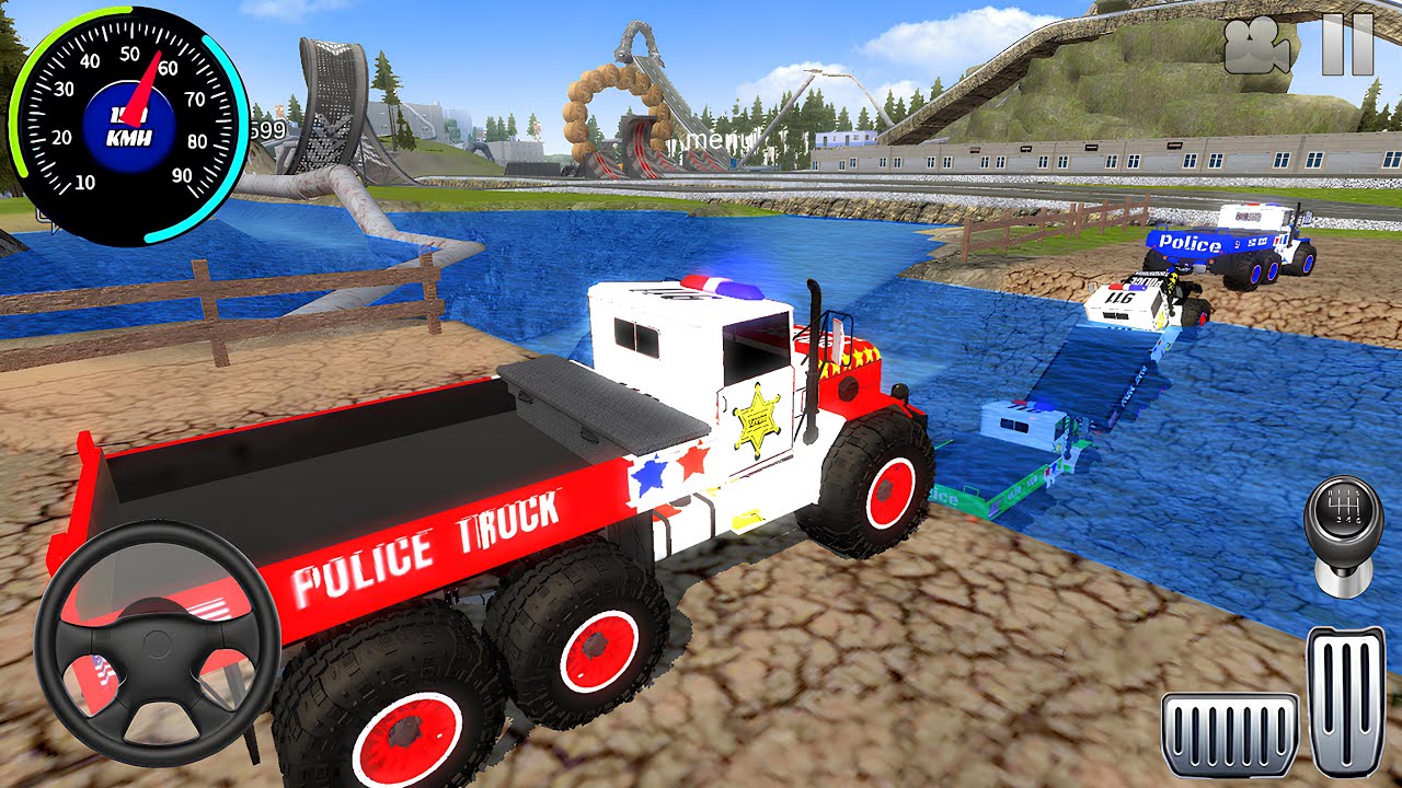 Juegos De Carros - Transporting US Police Monster Trucks #2 - Car Extreme Racing Android [Gameplay]