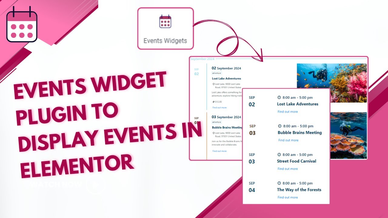 Плагин Ultimate Events Widget для отображения событий в Elementor