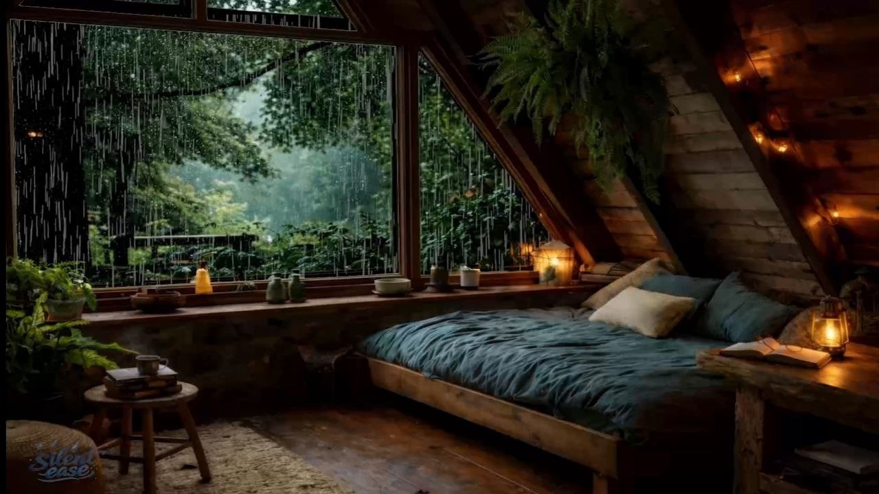 Deep Forest Rain | Cozy Cabin Window Ambience for Sleep& Focus (45 Minutes)