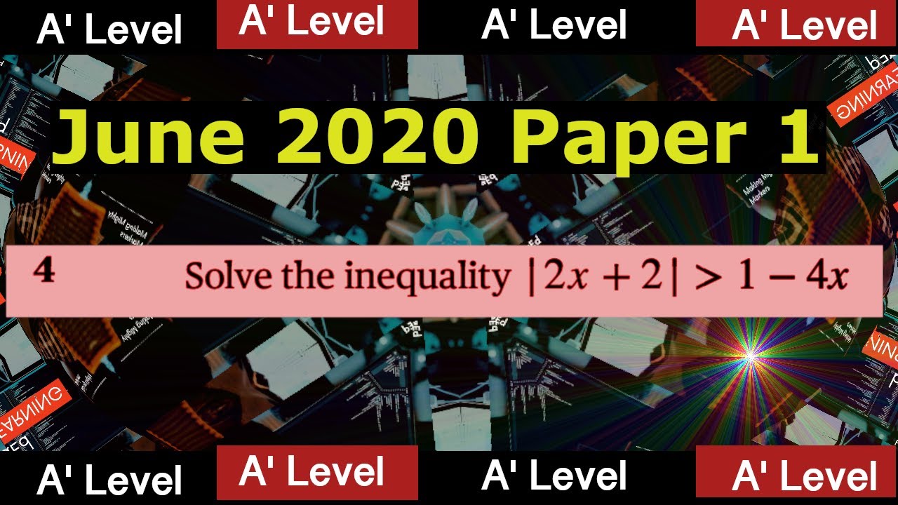 A' Level Maths | ZIMSEC Paper 1 June 2020| Question 4 | [Edexcel  AQA ]