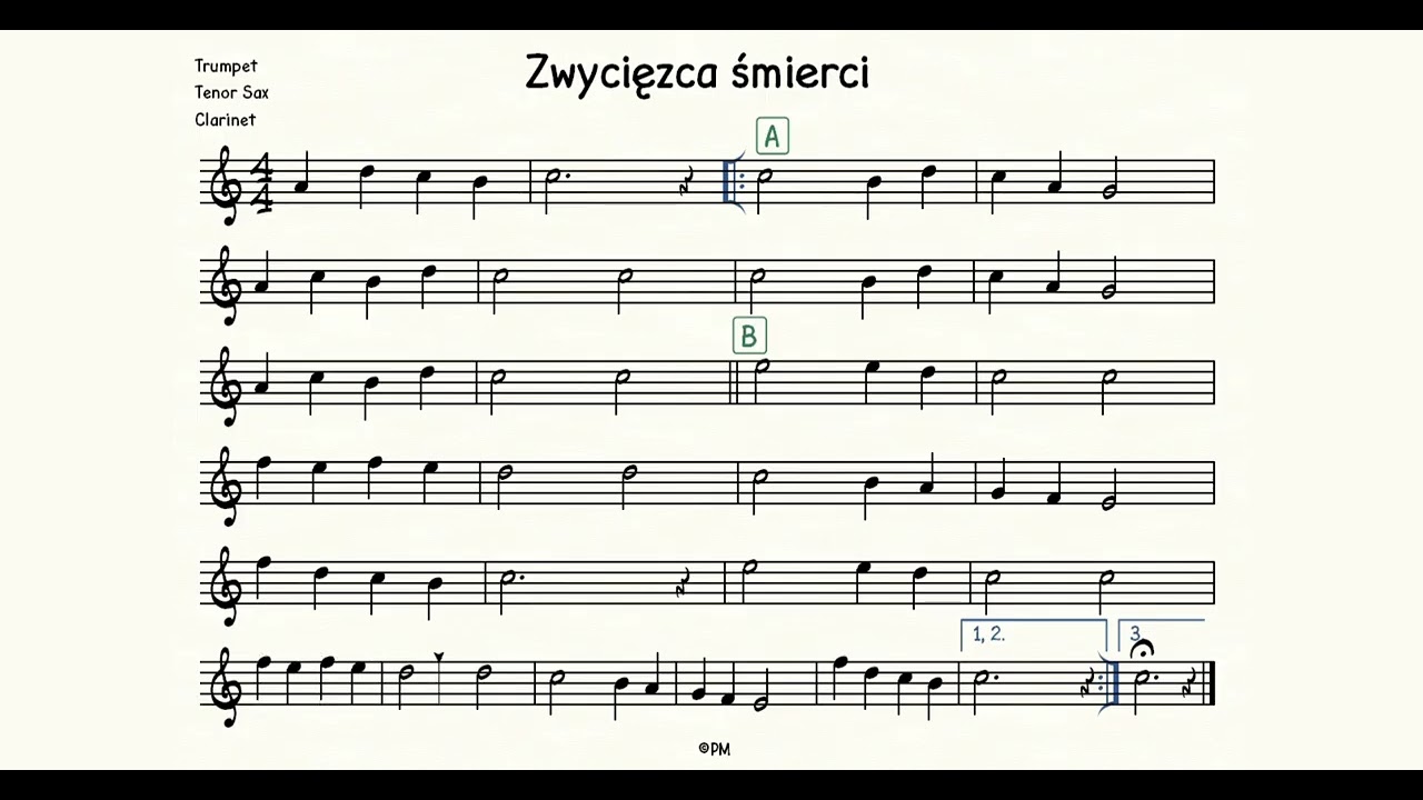 Zwycięzca śmierci - polska pieśń Wielkanocna in B (trąbka, saksofon tenorowy)