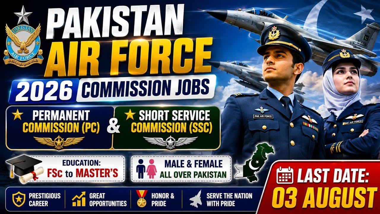 Pakistan air force new jobs 2026|comission jobs for male & female|fsc to master@Ayeshaforcesacademy 