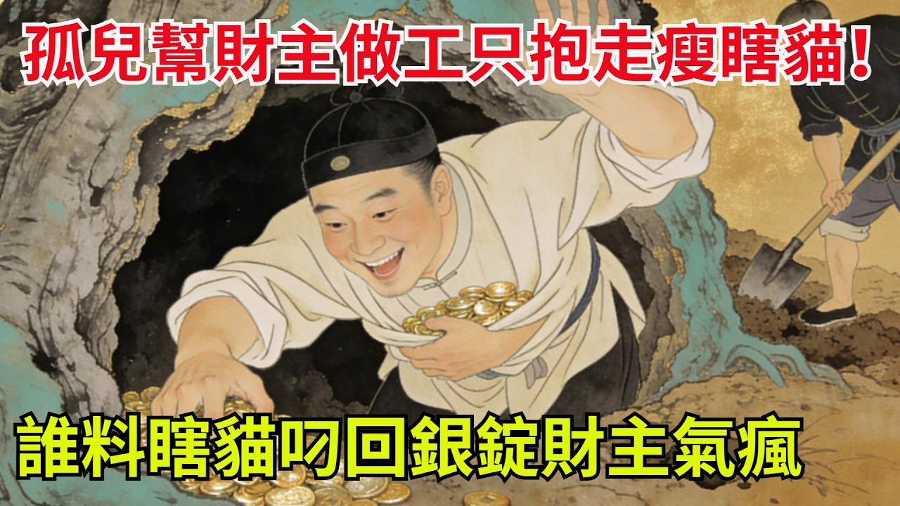 九歲孤兒幫財主做工分文不取，離開時只抱走壹只瘦瞎貓！誰料瞎貓日日叼回銀錠，財主氣瘋 #故事頻道#民間故事#故事分享#中國文化#情感#聽書