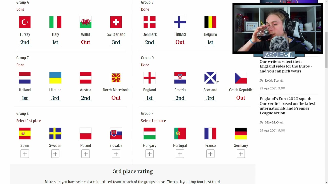 PREDICTING THE UEFA EURO CHAMPIONSHIPS 2021!! (ASMR)