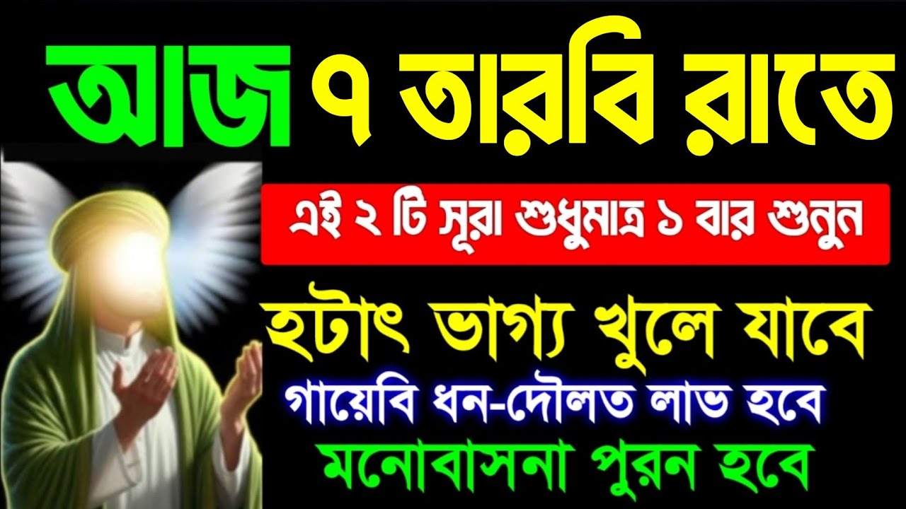 আজ মাগরিবের পর সূরাটি শুধুমাত্র ১ বার শুনুন। হটাৎ ভাগ্য খুলে যাবে। ধন-দৌলত লাভ হবে, আশা পুর্ন হবে 