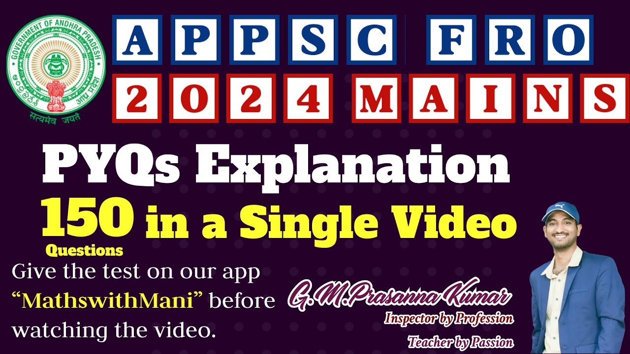 APPSC FRO Mains 2024 Paper Explanation||MATHEMATICS|| All 150 uestions||MathswithMani